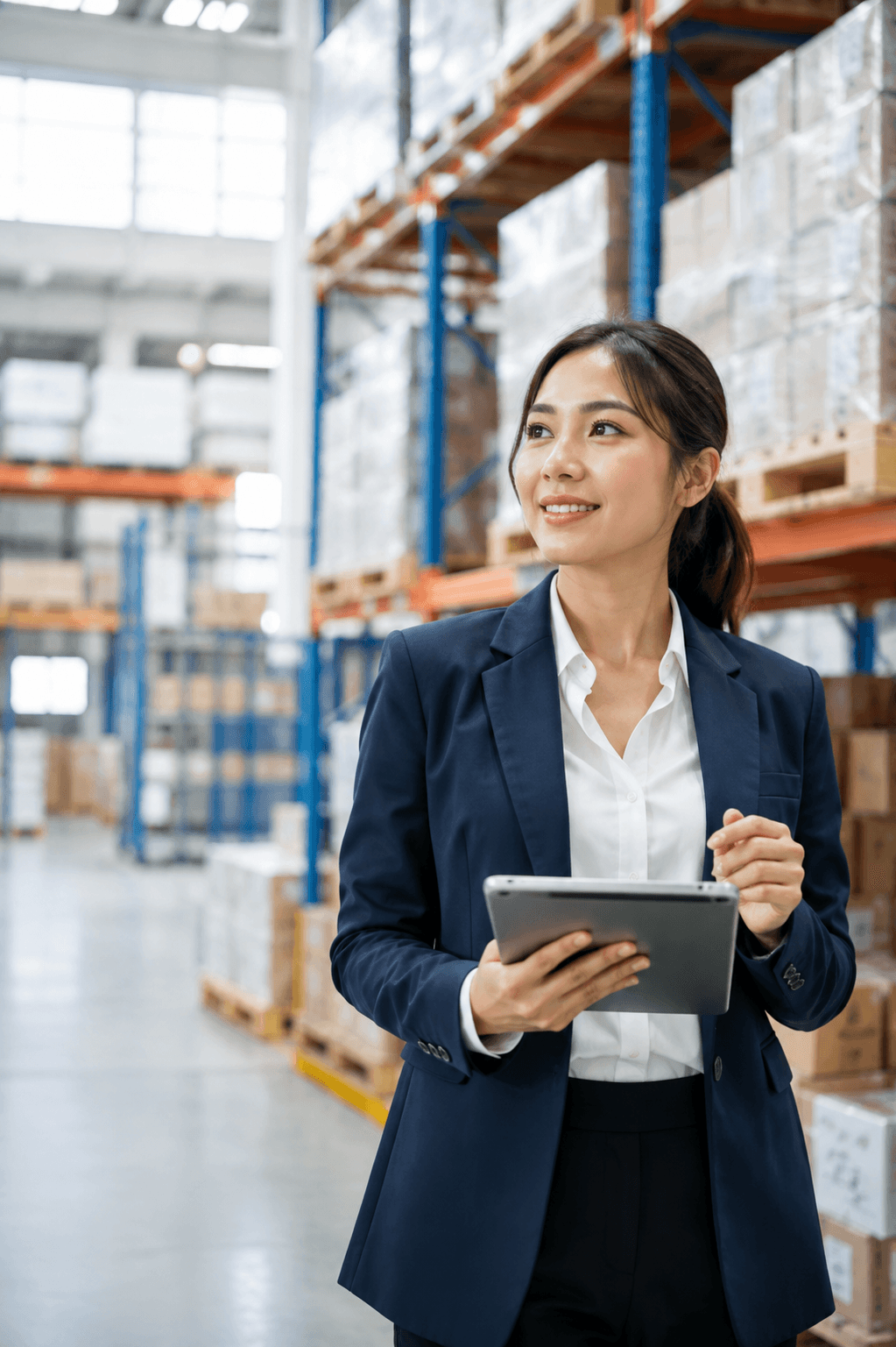 Business representative working in a modern supply facility